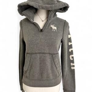 Abercrombie Kids Patch Vintage Quarter Zip 2000s Y2K Hoodie Fits Womens XS-Small